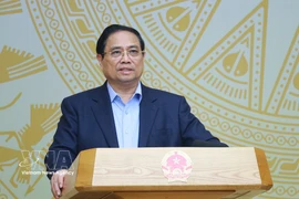 El primer ministro de Vietnam, Pham Minh Chinh, habla en la cita (Fuente: VNA)
