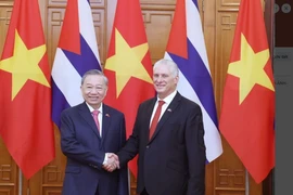 El secretario general del Partido Comunista de Vietnam, To Lam (izq.), y el primer secretario del Comité Central del Partido Comunista de Cuba y presidente de Cuba, Miguel Díaz-Canel Bermúdez, se reunieron en Hanoi el 1 de septiembre de 2025. (Foto: VNA)