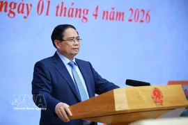 El primer ministro de Vietnam, Pham Minh Chinh, habla en la cita (Fuente: VNA)