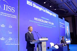 El secretario general del Partido Comunista de Vietnam y presidente del país, To Lam, pronuncia un discurso de apertura en el XXIII Diálogo de Shangri-La (Fuente: VNA)