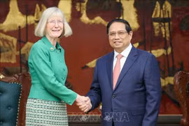 El primer ministro Pham Minh Chinh recibe a la flamante embajadora de Australia en Vietnam, Gillian Bird (Fuente: VNA)