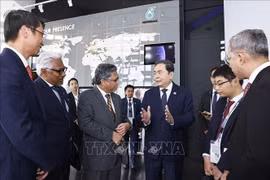 El presidente de la Asamblea Nacional, Tran Thanh Man, conversa con los líderes del Grupo Petronas. Foto: VNA