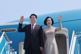 El presidente Luong cuong y su esposa (Fuente: VNA)