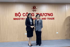 La viceministra de Industria y Comercio de Vietnam, Phan Thi Thang, se reúne con Zhang Min, vicegobernadora de la provincia china de Henan (Fuente: VNA)