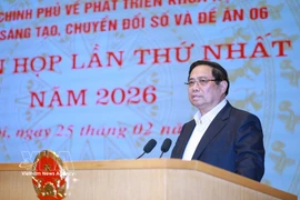 El primer ministro de Vietnam, Pham Minh Chinh, habla en el evento (Fuente: VNA)