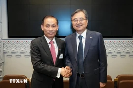 El ministro interino de Relaciones Exteriores de Vietnam, Le Hoai Trung, y el ministro de Relaciones Exteriores de Corea del Sur, Cho Hyun (Fuente: VNA)