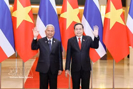 El presidente de la Asamblea Nacional (Parlamento) de Vietnam, Tran Thanh Man (derecha), y el titular de la Asamblea Nacional y de la Cámara de Representantes de Tailandia, Sophon Zaram (Fuente: VNA)