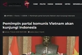 Prensa indonesia divulga la próxima visita de To Lam (Fuente: VNA)