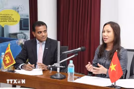 La embajadora de Hanoi en Colombo, Trinh Thi Tam, habla ên el evento (Fuiente: VNA)