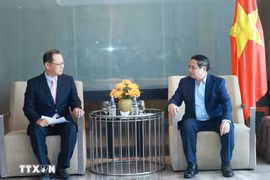 El primer ministro de Vietnam, Pham Minh Chinh (derecha) se reúne con representante de la Compañía Hyosung Vina (Fuente: VNA)