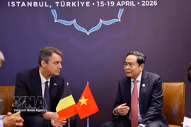 El presidente de la Asamblea Nacional de Vietnam, Tran Thanh Man, y el presidente del Senado de Bélgica, Vincent Blondel (Fuente:VNA)