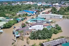 Las comunas de Ea Rok, Ea Bung y Ea Sup en la provincia de Dak Lak quedaron sumergidas por las inundaciones. (Foto: VNA)
