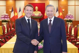 El secretario general del PCV, To Lam (derecha) y el presidente francés, Emmanuel Macron (Fuente: VNA)