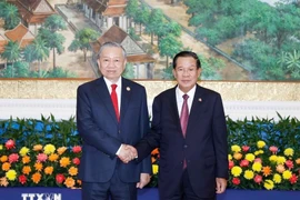 El secretario general To Lam se reunió hoy con Samdech Techo Hun Sen en Phnom Penh (Fuente: VNA)