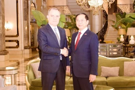 El vicepremier y ministro de Asuntos Exteriores de Vietnam, Bui Thanh Son (derecha) se reúne con el canciller de Azerbaiyán, Jeyhun Bayramov (Fuente: VNA)