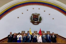 La delegación de VUFO se toma una foto con el Grupo de Amistad Parlamentaria Venezuela – Vietnam (Fuente: VNA)