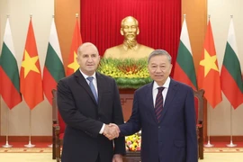 El secretario general To Lam (derecha), recibe al presidente de Bulgaria, Rumen Radev, con motivo de su visita oficial a Vietnam en 2024. (Foto: VNA)