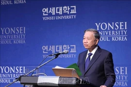 El secretario general del Partido Comunista de Vietnam, To Lam, habla en el evento (Fuente: VNA)