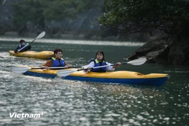 Turistas en la bahía de Ha Long (Fuente: VNA)