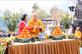 La vicepresidenta de la Asamblea Nacional de Vietnam Nguyen Thi Thanh asiste a una ceremonia para inaugurar el Festival de la Pagoda Tam Chuc (Fuente: VNA)