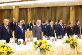 El presidente brasileño, Luiz Inácio Lula da Silva (al frente, tercero desde la izquierda), el presidente de Vietnam, Luong Cuong (al frente, cuarto desde la izquierda) en el banquete (Fuente: VNA)