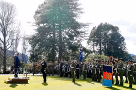La ceremonia oficial de bienvenida al líder vietnamita To Lam se celebra solemnemente en la Residencia del Gobernador General en Canberra, Australia. (Foto: VNA)
