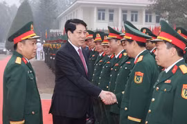El presidente Luong Cuong visita a los oficiales y soldados de la Región Militar 2 y la División 316 (Fuente: VNA)