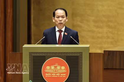 El ministro de Justicia, Hoang Thanh Tung interviene en la reunión. (Fuente: VNA)