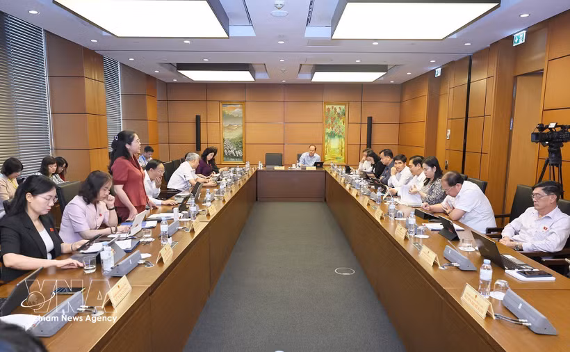 Delegaciones de la Asamblea Nacional de las provincias de Bac Ninh y Ca Mau mantuvieron conversaciones en sus respectivos grupos. (Foto: VNA)