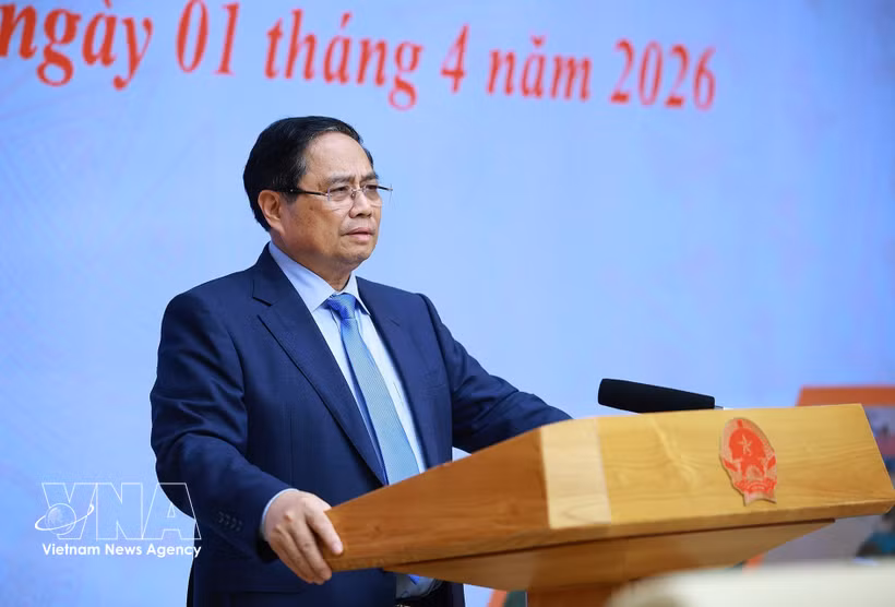 El primer ministro de Vietnam, Pham Minh Chinh, habla en la cita (Fuente: VNA)
