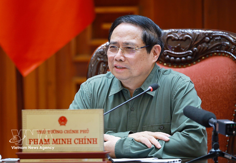 El primer ministro de Vietnam, Pham Minh Chinh, habla en la cita (Fuente: VNA)