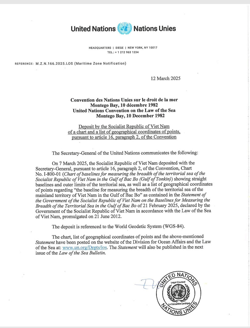 Anuncio del Secretario General de la ONU a los Estados miembros. (Foto: Ministerio de Asuntos Exteriores vietnamita)