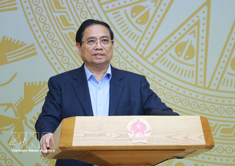 El primer ministro de Vietnam, Pham Minh Chinh, habla en la cita (Fuente: VNA)