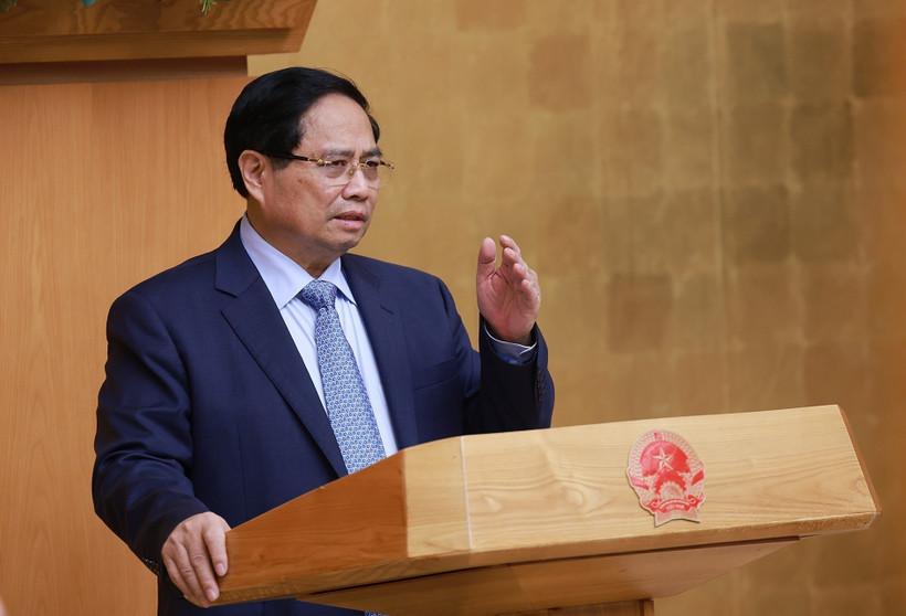 El primer ministro Pham Minh Chinh habla en el evento (Fuente: VNA)