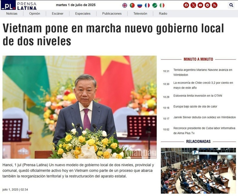 Prensa Latina elogia modelo de gobierno local de dos niveles de Vietnam (Fuente: VNA)