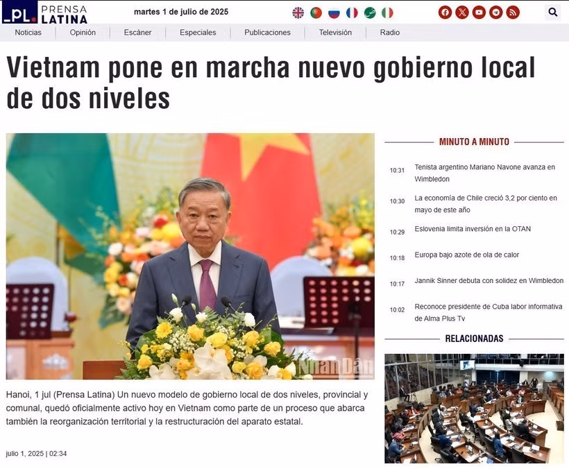Prensa Latina elogia modelo de gobierno local de dos niveles de Vietnam (Fuente: VNA)