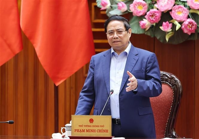 El primer ministro de Vietnam, Pham Minh Chinh, habla en el evento (Fuente: VNA)