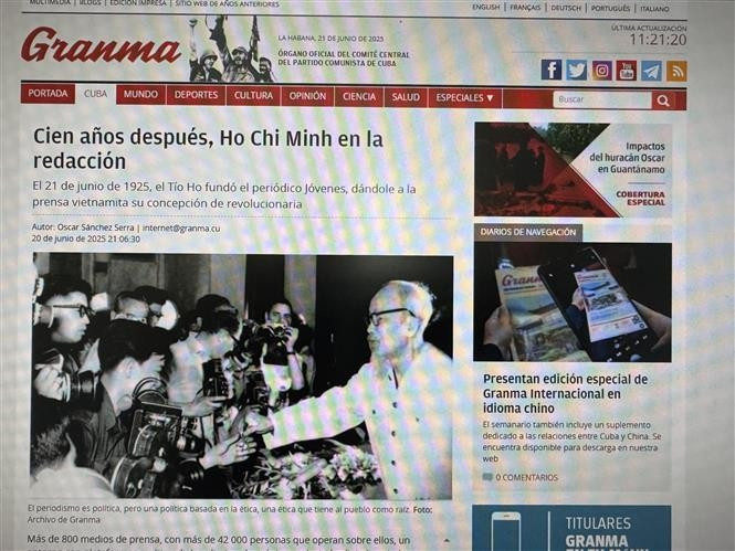 El artículo publicado en el periódico Grama (Fuente: VNA)