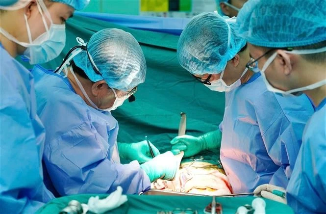 Los médicos y enfermeras del Hospital Universitario de Medicina y Farmacia de Ciudad Ho Chi Minh realizan la extracción y el trasplante de órganos (Fuente: VNA)