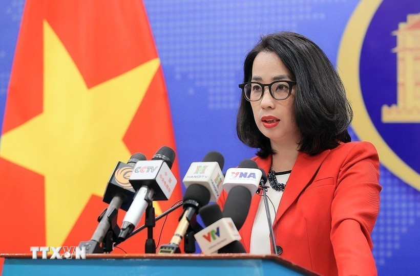 La portavoz del Ministerio de Relaciones Exteriores, Pham Thu Hang (Fuente: VNA)
