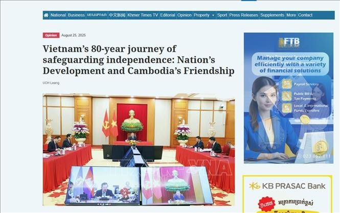 El artículo fue publicado el 25 de agosto en el periódico Khmer Times (Fuente: VNA)