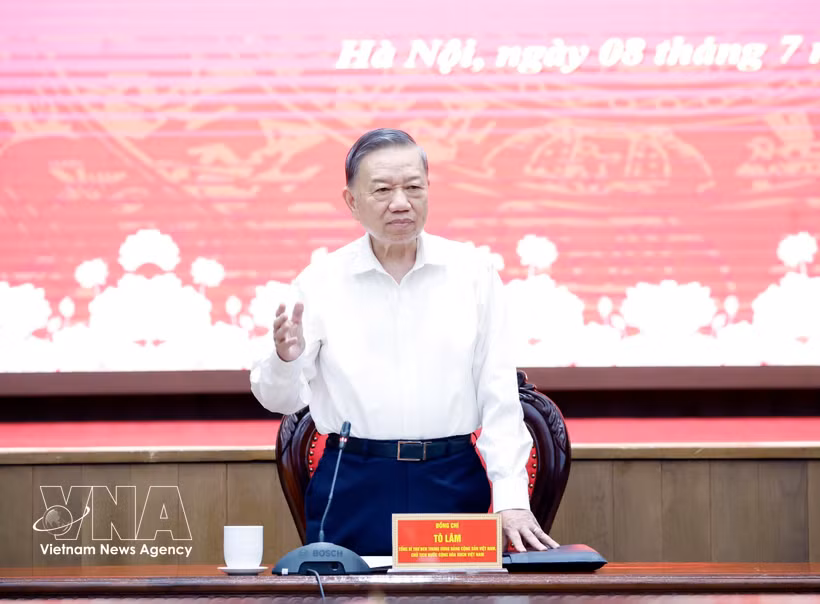 El secretario general del Partido Comunista de Vietnam y presidente del Estado, To Lam, habla en la cita (Fuente: VNA)