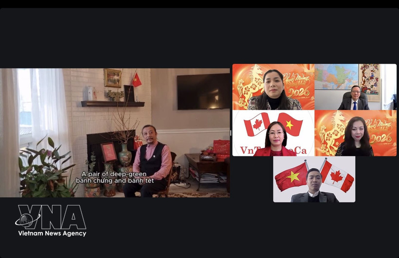 Representantes de asociaciones vietnamitas en Canadá participaron en el programa en línea del Festival de Primavera (Fuente: VNA)