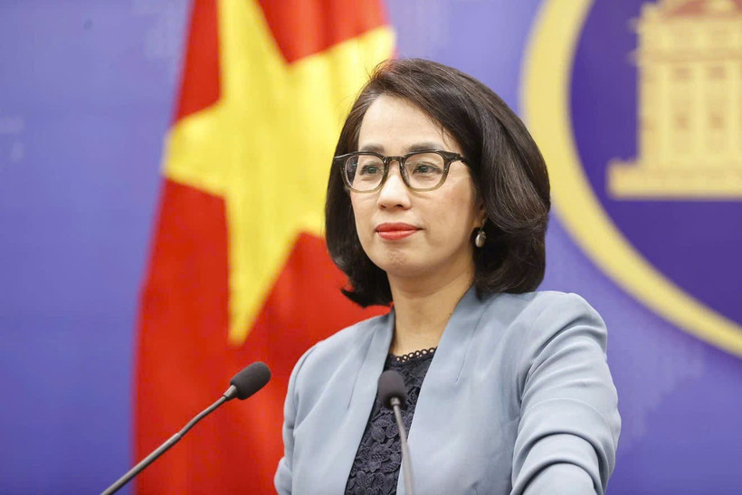 La portavoz del Ministerio de Relaciones Exteriores vietnamita, Pham Thu Hang (Fuente: VNA)