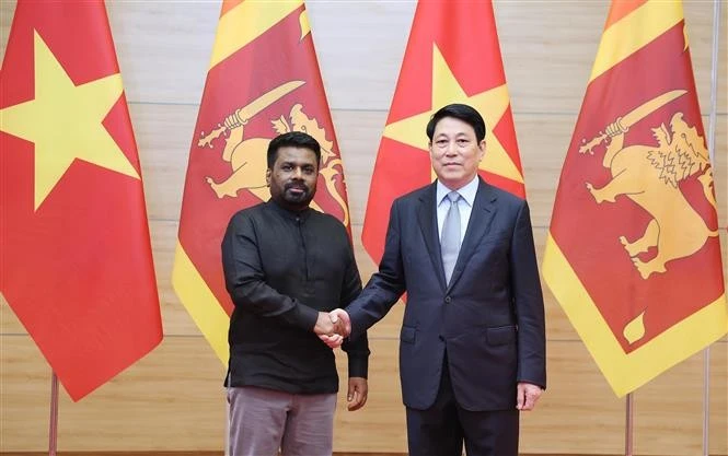 El presidente Luong Cuong (derecha) y su homólogo de Sri Lanka, Anura Kumara Dissanayak (Fuente: VNA)