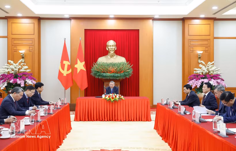 El secretario general del Partido Comunista de Vietnam y presidente de la República, To Lam, en la cita (Fuente: VNA)