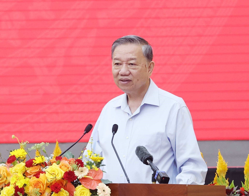 El secretario general del Partido Comunista de Vietnam (PCV), To Lam, en la cita (Fuente: VNA)