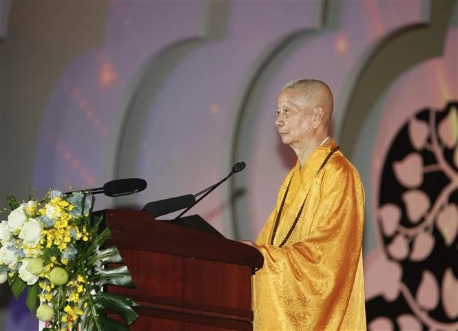 El muy venerable Thich Tri Quang, patriarca supremo del Consejo de Patronazgo de la SBV (Fuente: VNA)