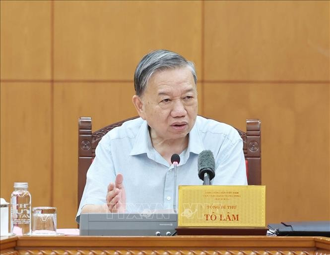 El secretario general del Partido Comunista de Vietnam, To Lam, habla en la cita (Fuente: VNA)