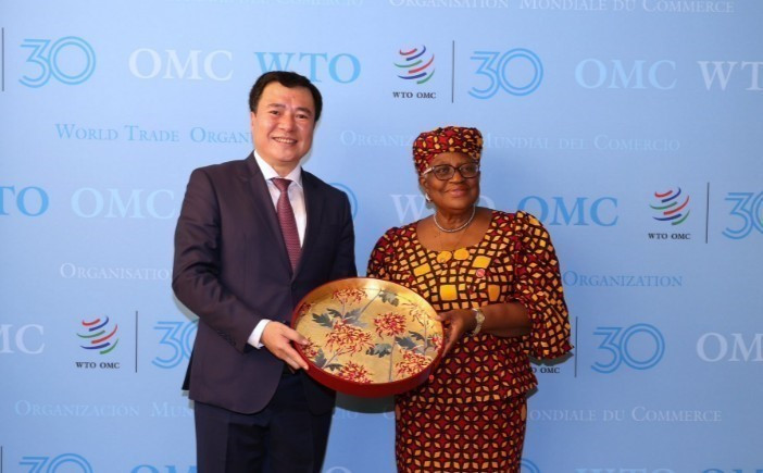 El viceministro de Industria y Comercio, Nguyen Sinh Nhat Tan y la directora general de la OMC, Ngozi Okonjo-Iweala (Fuente: VNA)